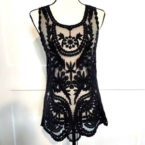 Black Lace Tank Top Medium